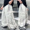 thumbnail image 2 of OGLCCG Boys Parachute Cargo Pants High Waisted Baggy Casual Y2K Trouser Kids Wide Leg Hip Hop Streetwear Joggers with Multi Pocket 5-15 Years, 2 of 7
