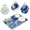 thumbnail image 4 of Blue Flowers Hibiscus Dish Drying Mat Microfiber Kitchen Pad Large Counter Absorbent Dish Mats Drainer Rack 18"x24", 4 of 7