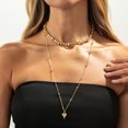 thumbnail image 4 of NICKSUN Minimalist Long Layered Necklace for Women, Luxury Stackable Beaded Lariat Chain with Heart & Imitation Pearl Pendants, 4 of 8