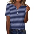 thumbnail image 1 of Plebaso T-Shirts à Rayures Col en V pour Femmes Manches Courtes Été Décontracté Blouses Amples pour Femmes, 1 of 7
