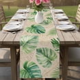 thumbnail image 4 of Green Monstera Leaves Table Runner 72 Inches, Beige Linen Tropical Botanical Bed Runner Dresser Scarves Tabletop for Indoor Outdoor Parties/Ceremony/Banquet, 14" x 72", 4 of 9