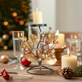 thumbnail image 2 of Christmas Candle Holder, Artificial Snowy Pine Needles Pinecone Berry Christmas Candlestick Holders, Christmas Iron Candlestick Holiday Table Centerpiece Home Decor 8.6 Inch, 2 of 6