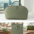 thumbnail image 3 of Quilted Puffer Makeup Bag for Women, 180° Lay-Flat Large Capacity Travel Cosmetic Organizer with Compartments, Waterproof Toiletry Bag, 3 of 6