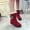 Red, variant on Wavsuf Western Boots for Women Horses with Fuzz Vintage Flock Mid Calf Round Toe Red Shoes Size 40