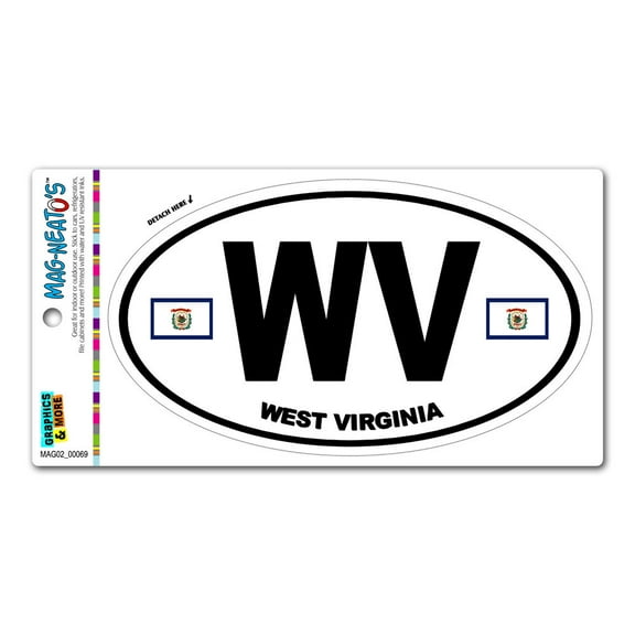 West Virginia State Flag - WV Euro Oval MAG-NEATO'S(TM) Car/Refrigerator Magnet
