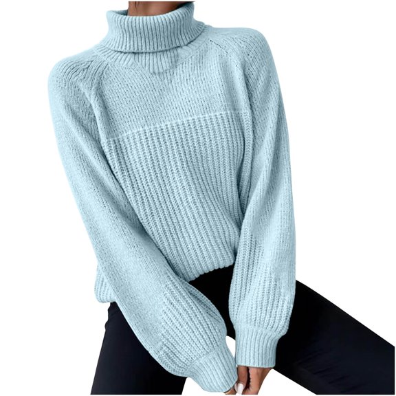 GigrtiJin Women Turtleneck Sweaters Solid Color Casual Long Sleeves Pullover Sweater Tops Casual Warm Comfy Blouse