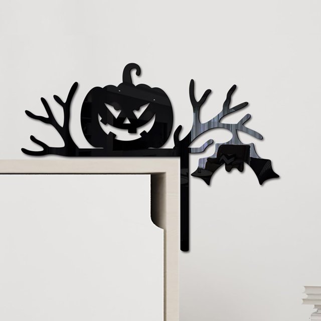 Decoraciones para puertas de Halloween, 1 pieza de madera con forma de calabaza, fantasma, bruja, letrero para esquinas de puertas de Halloween, adorno para el hogar, la oficina, festival, decoración