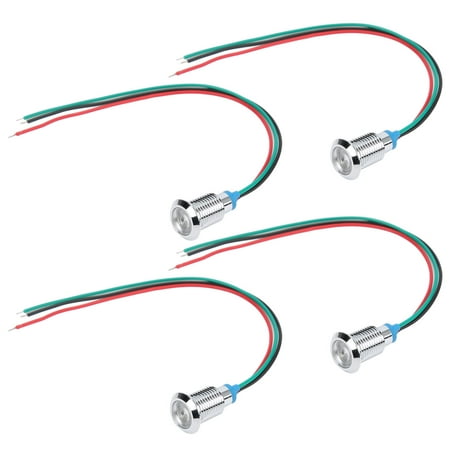 

Dual Color Led 4 Sets PreWired Round LEDs Waterproof 2Color Indicator Light Common Anode 10mm 1224VRed And Green