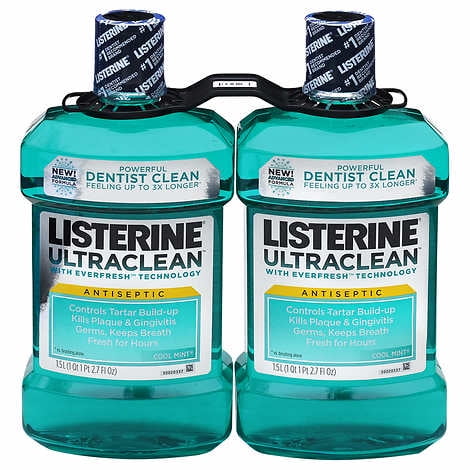 Listerine Ultraclean Coolmint 1 5 Liter 1 Qt 1 Pt 2 7 Fl Oz 2 Pack Walmart Com