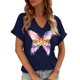 thumbnail image 1 of Xuyuer Ladies' Carnival Printed V-neck T-shirt Casual Short sleeved Top/Shirt, 1 of 6