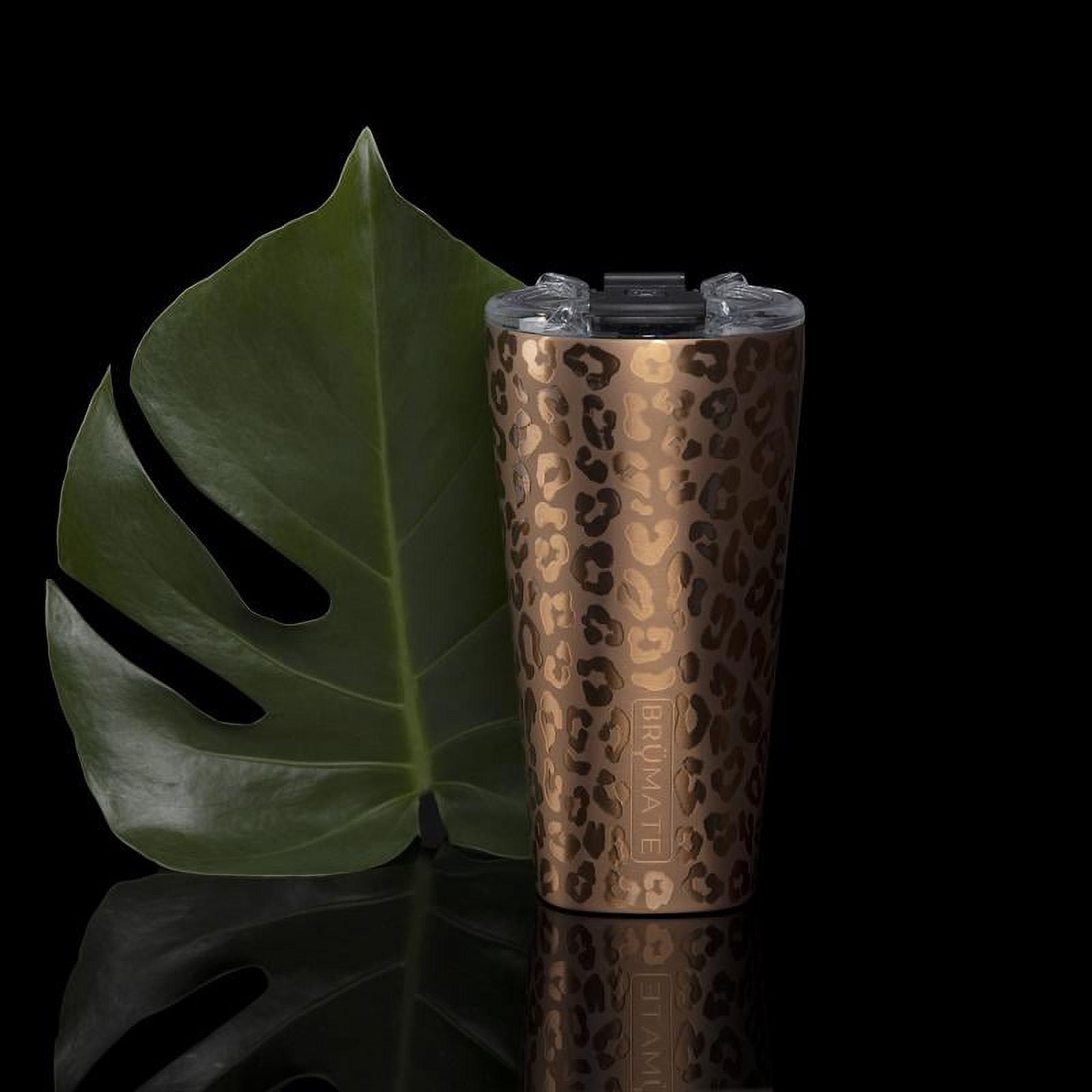 BruMate Imperial Pint 20 oz Leopard Gold BPA Free Vacuum Insulated