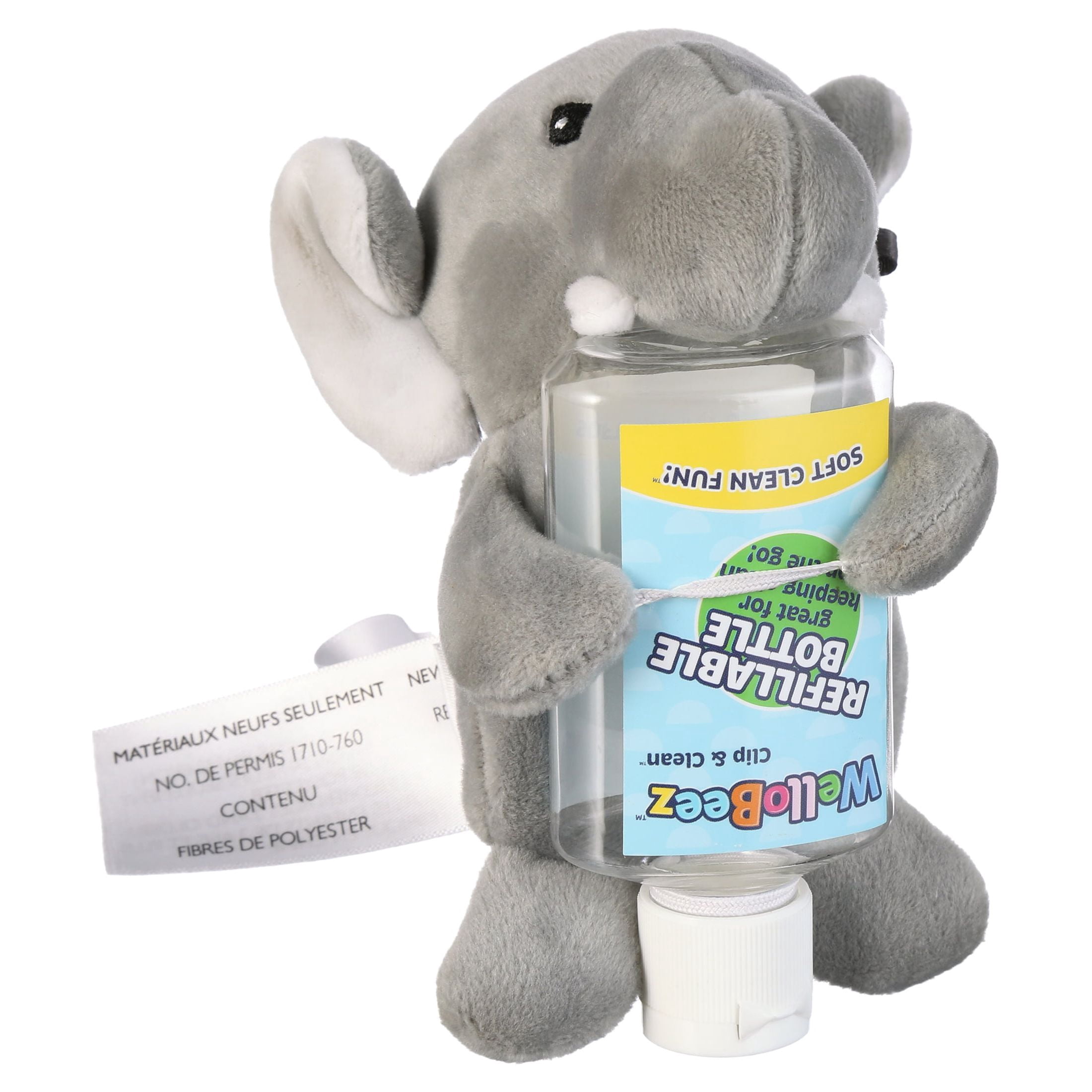 Animal Adventure® WelloBeez™ – Antimicrobial Plush Mask Mate™ – Masked Elephant Plush with Additional Child’s Face Mask & Clip Bundle