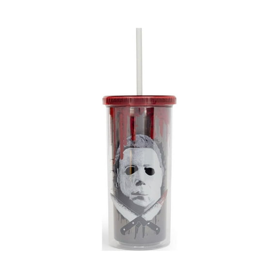Halloween 2 Michael Myers Carnival Cup With Lid And Straw | Holds 20 Ounces