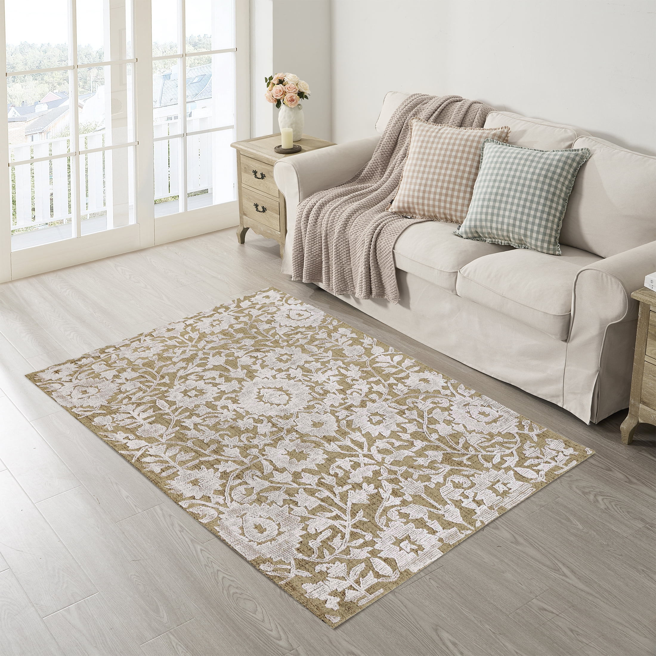 My Texas House Flora Wool Floral Indoor Area Rug, 5 ft x 7 ft