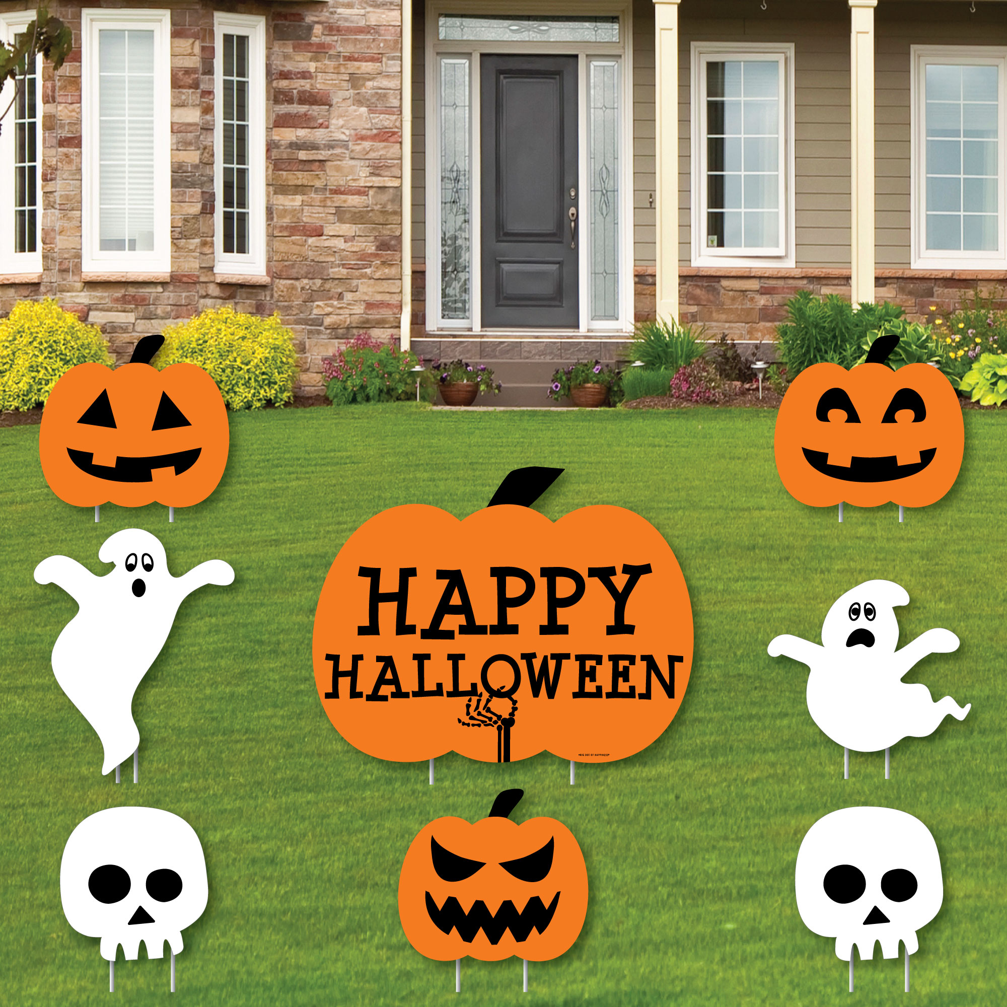 Happy Halloween - Yard Sign & Outdoor Lawn Decorations - Halloween Yard Signs - Set of 8 