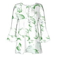 thumbnail image 4 of Pompotops Tunique Décontractée à Manches 3/4 Imprimée Florale Col en V pour Femmes Chemises Basiques d'Été Blouse Plissée Liquidation, 4 of 5