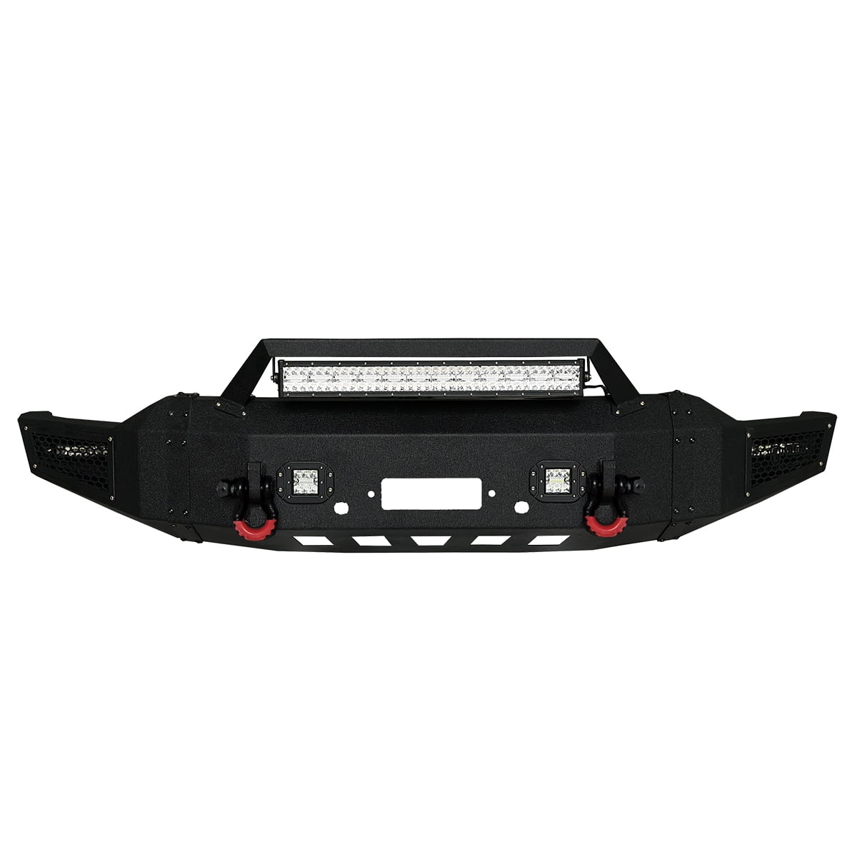 Vijay Compatible with 2020-2021-2022-2023 Chevy Silverado 2500/3500 Front Bumper Textured Black Steel with Light and D-ring