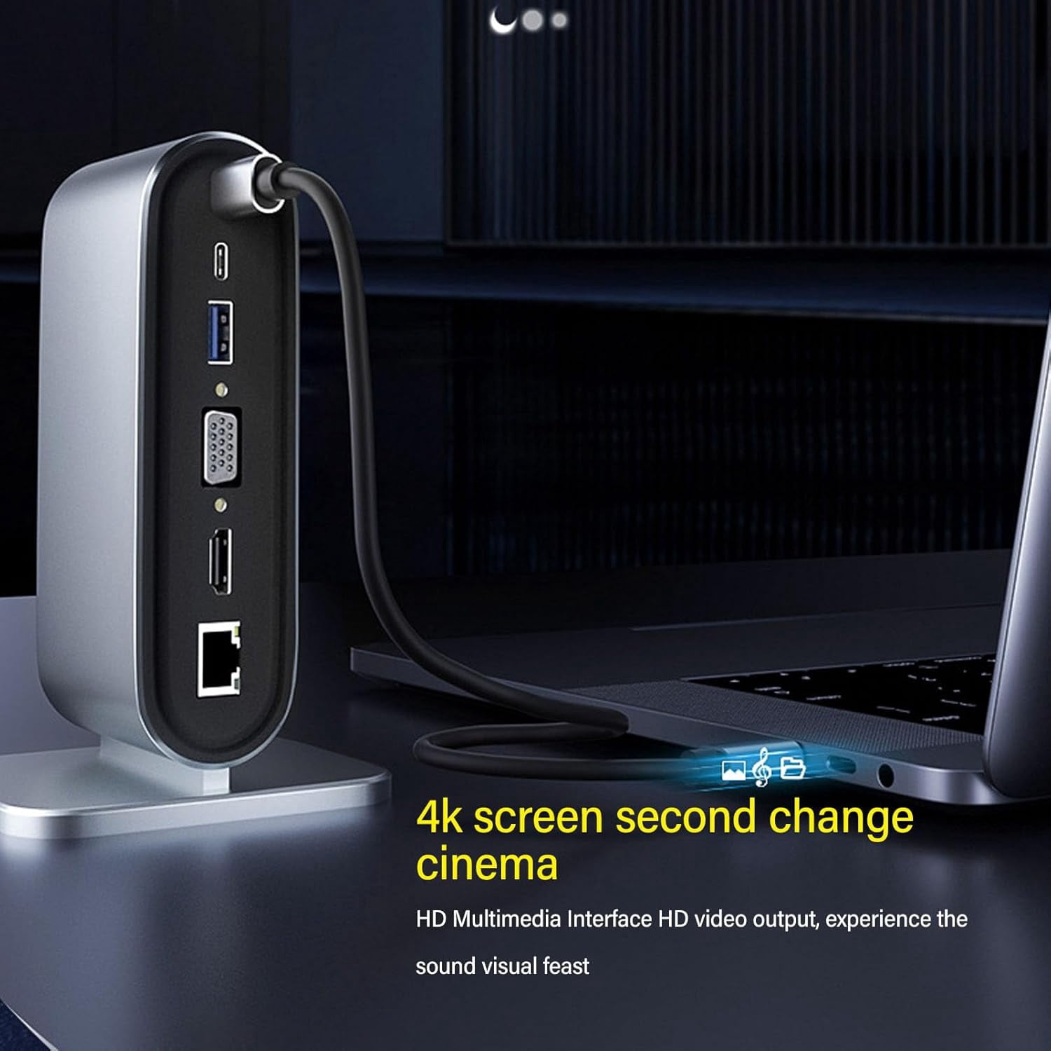 Vertical USB C Docking Station with HDMI 4K, VGA, 100W PD 3.0, USB 3.0, Ethernet 100GB, SD TF, USB A, Audio Port, USB C 4K Display Docking Station for MacBookPro