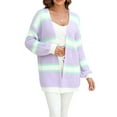 thumbnail image 3 of Diconna Women’s Plus Size Knit Cardigan Long Sleeve Contrast Color Open Front Chunky Sweater Loose Tops, 3 of 9