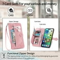 thumbnail image 4 of CoverTrend for Samsung Galaxy A15 5G Case Wallet for Women,Embossed PU Leather Protective Cover Magnetic Wrist Strap Zipper Card Holder Flip Phone Case with Hand Strap for Samsung Galaxy A15 5G,Pink, 4 of 6