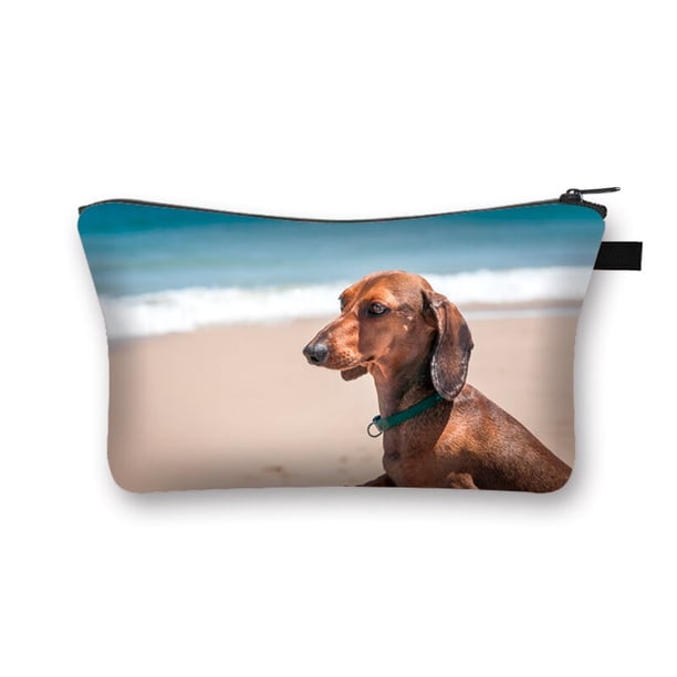 Bolsa de cosméticos con estampado de perro salchicha para mujer, monedero de moda para compras, bolsa de almacenamiento de maquillaje para niña, estuche de cosméticos, regalo, neceser qiuyongming unisex