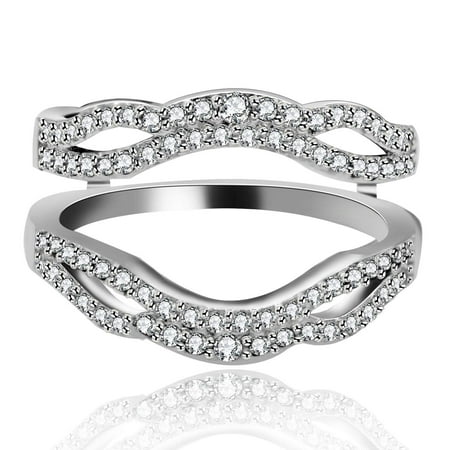 Uloveido Girls Wedding Infinity Ring Enhancers for Women White Gold Plated Enhancer Rings for Wedding Bridal(Size 8) Y449