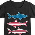 thumbnail image 3 of Instant Message - 4th of July - Shark American Flag - Toddler & Youth Girls Short Sleeve Graphic T-Shirt, 3 of 6