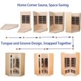 thumbnail image 6 of Xmatch Far Infrared Wooden Sauna Room, 2-Person for Corner Space, with 1600W, 7 Low EMF Heaters, 2 Bluetooth Speakers, 2 LED Reading Lamps and 3 Chromotherapy Lights, 6 of 11