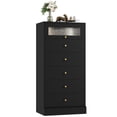 thumbnail image 4 of Homfa 6 Drawer Dresser, 51.4" Tall Chest of Drawers with Glass Doors, Wood Storage Cabinet for Bedroom Living Room, Black, 4 of 7