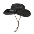 thumbnail image 3 of LRen Women Tea Party Hats Fashionable Summer Sun Hat with Adjustable Brim and Secure Tie for Casual Outdoor Holiday Wear Black, 3 of 4