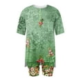 thumbnail image 6 of New for Fall! HIMIWAY Shirt&Short suit for Women Stylish Sleek Modern Versatile Ensemble Vintage Floral Round Neck 2pc Set Refreshing and Fashion-Forward Green S, 6 of 6