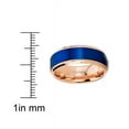 thumbnail image 2 of Tungsten Rings for Men Wedding Bands for Him Womens Wedding Bands for Her 6mm Rose Gold Blue Brushed Textured, 2 of 7