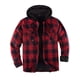 thumbnail image 1 of ZENTHAcE Chaqueta tipo camisa a cuadros con capucha y cremallera completa con forro Sherpa para hombre Rojo gris M, 1 of 5