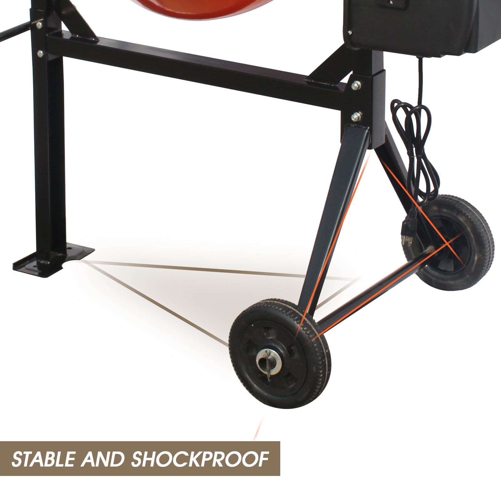 Oarlike Electric Concrete Mixer 4/5 HP 5 Cu Ft Portable Cement Mixing Machine for Stucco, Mortar Seeds with Wheel and Stand