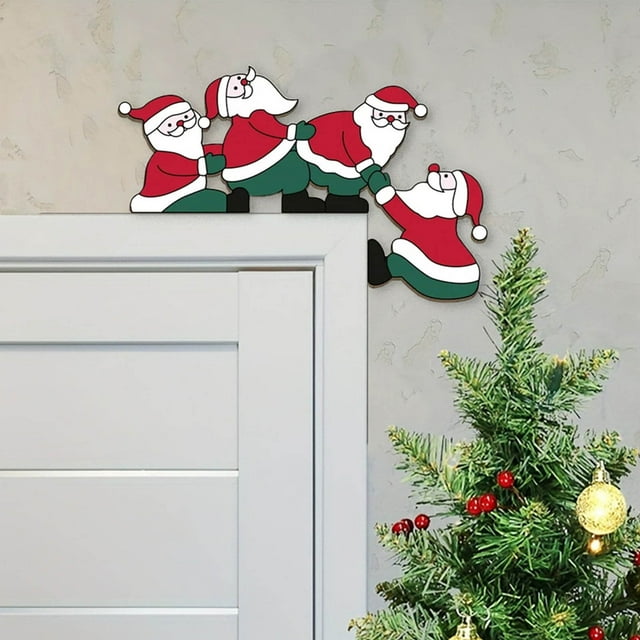 Xihbxyly Marco de Puerta de Madera Navideño, Decoración Navideña Personalizada, Artesanía Exquisita, Letrero Festivo de Bienvenida, Diseño de Colores Vibrantes, Decoración para La Puerta Del Hogar, T
