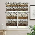 thumbnail image 2 of Dog Paw Kitchen Curtains and Valances Set, Farmhouse Wood Grain Rod Pocket Window Valance 18 Inch Vintage Brown Board Window Curtain Panels for Living Room Bedroom Laundry, 27.5x24in, 3 Pieces, 2 of 6