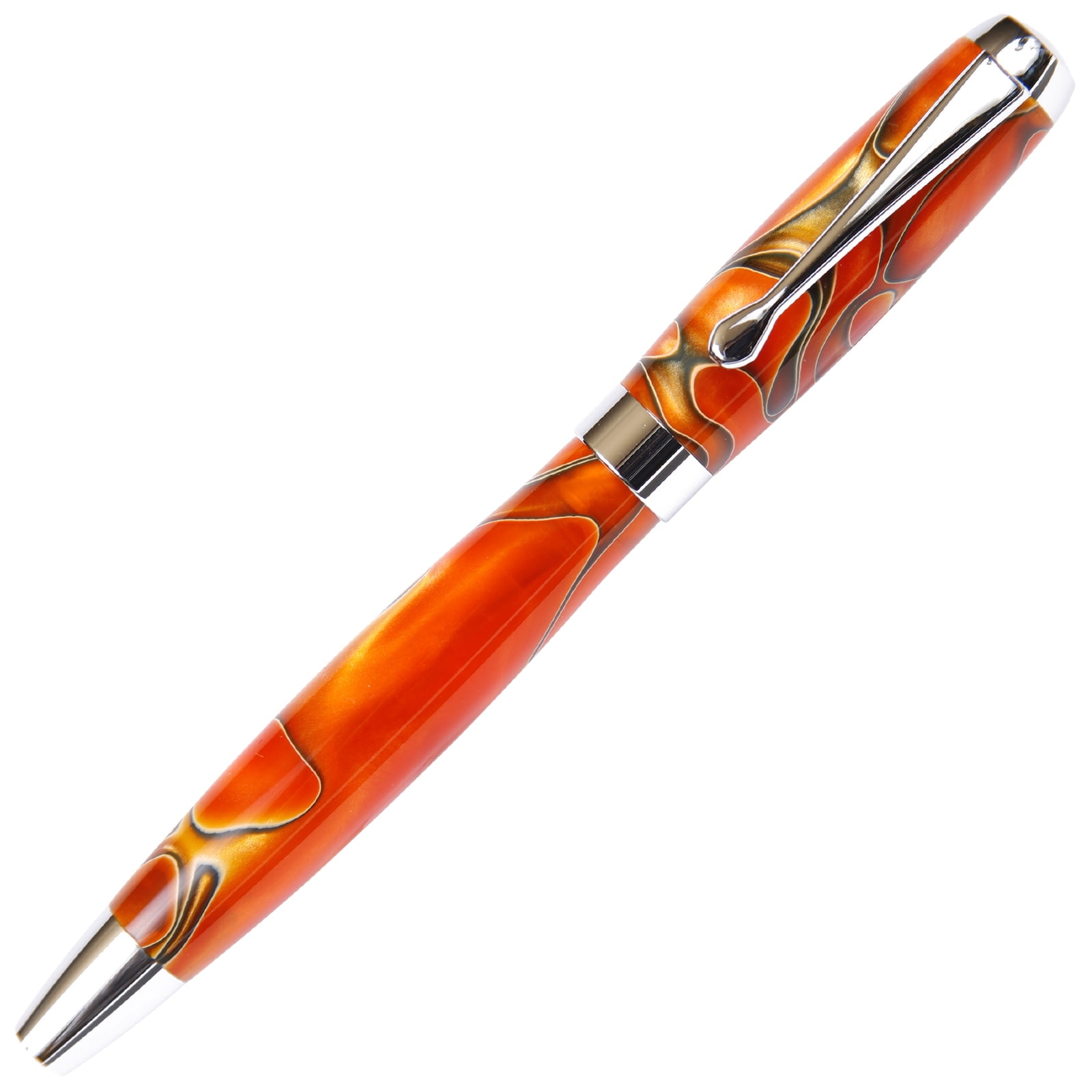 Orange & Black Marbleized Gloss Body, Tuscany Rollerball Pen (Black Ink, Medium Tip 0.7 MM)