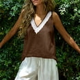 thumbnail image 4 of MYAOYI Women's Daily Casual Wear Tank Top, Lace V Neck Cotton Linen Sleeveless Loose Fit Summer Blouse for Home Errands Weekend Gathering, 4 of 9