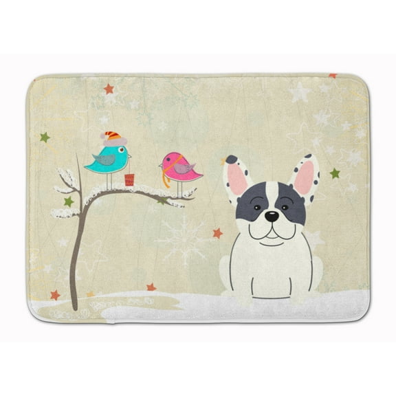 Christmas Presents between Friends French Bulldog - Piebald Machine Washable Memory Foam Mat