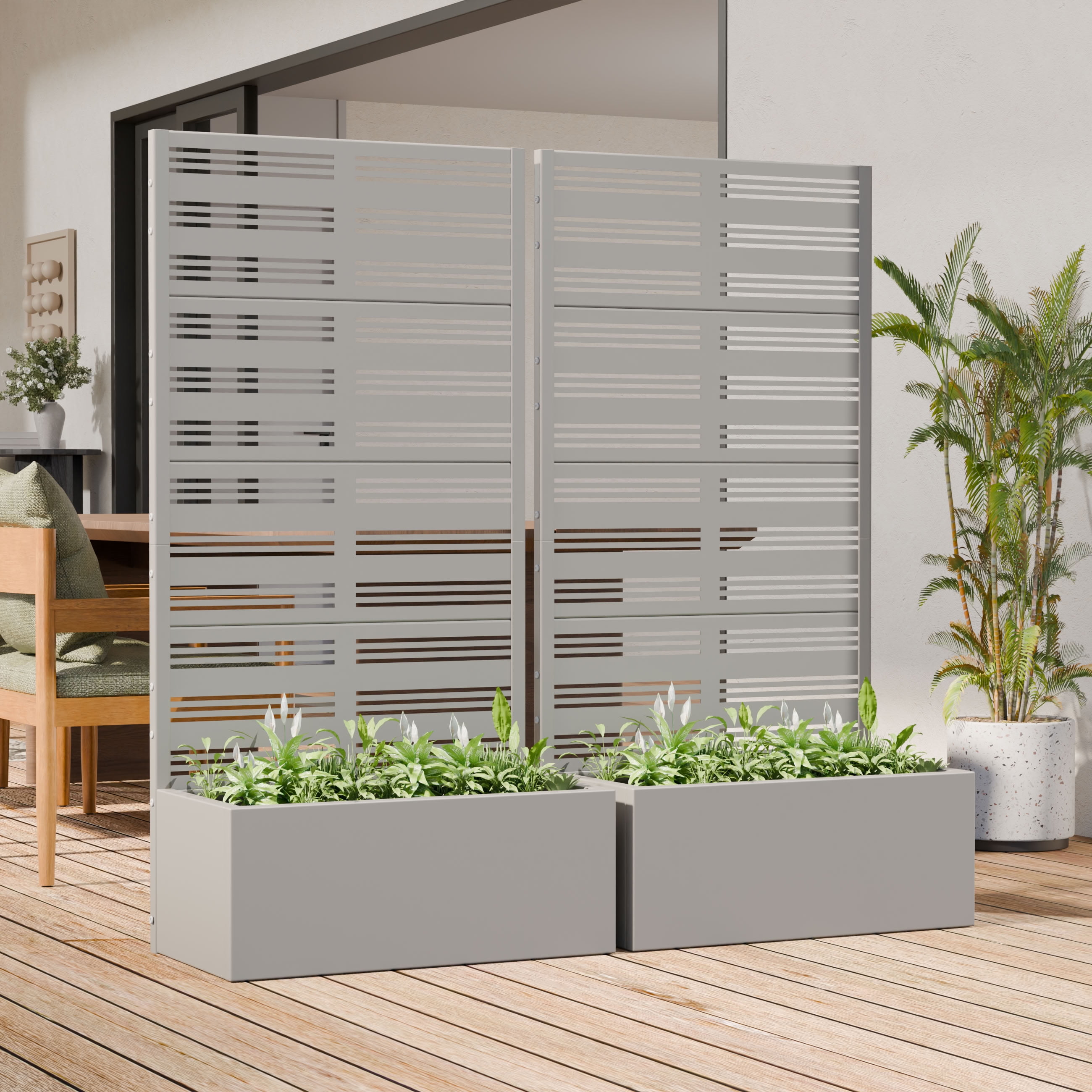 MAYEERTY 59*30in Outdoor Metal Planter Box, Space Saving Balcony Planter, Small Garden Planter Box for Patio, Garden, Yard