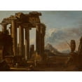 thumbnail image 2 of Giovanni Ghisolfi 14x11 Black Ornate Wood Framed Double Matted Museum Art Print Titled: A Ruined Classical Temple of the Tuscan Order with Figures (circa 1650-60), 2 of 5