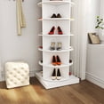 thumbnail image 5 of 7 Tier Rotating Shoe Rack 4 Grids Per Layer Shoe Storage Cabinet, White, 5 of 8