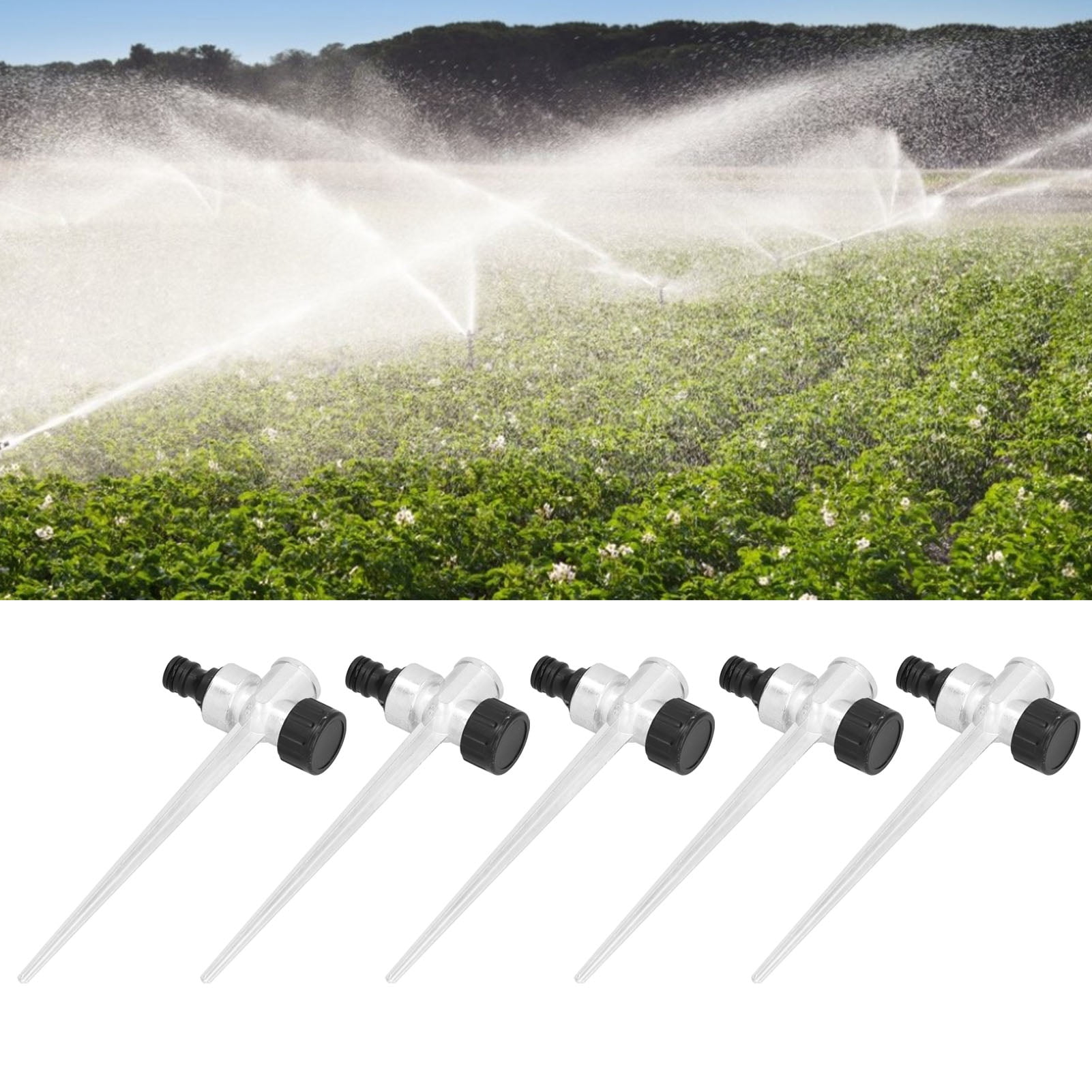Yajisi Lawn Sprinkler Spike Base 5-Pack, 1/2 Inch Female Thread Metal Connector for Garden Yard Grass Irrigation, Durable Watering Tool (7.7 inches / 19.5 cm)