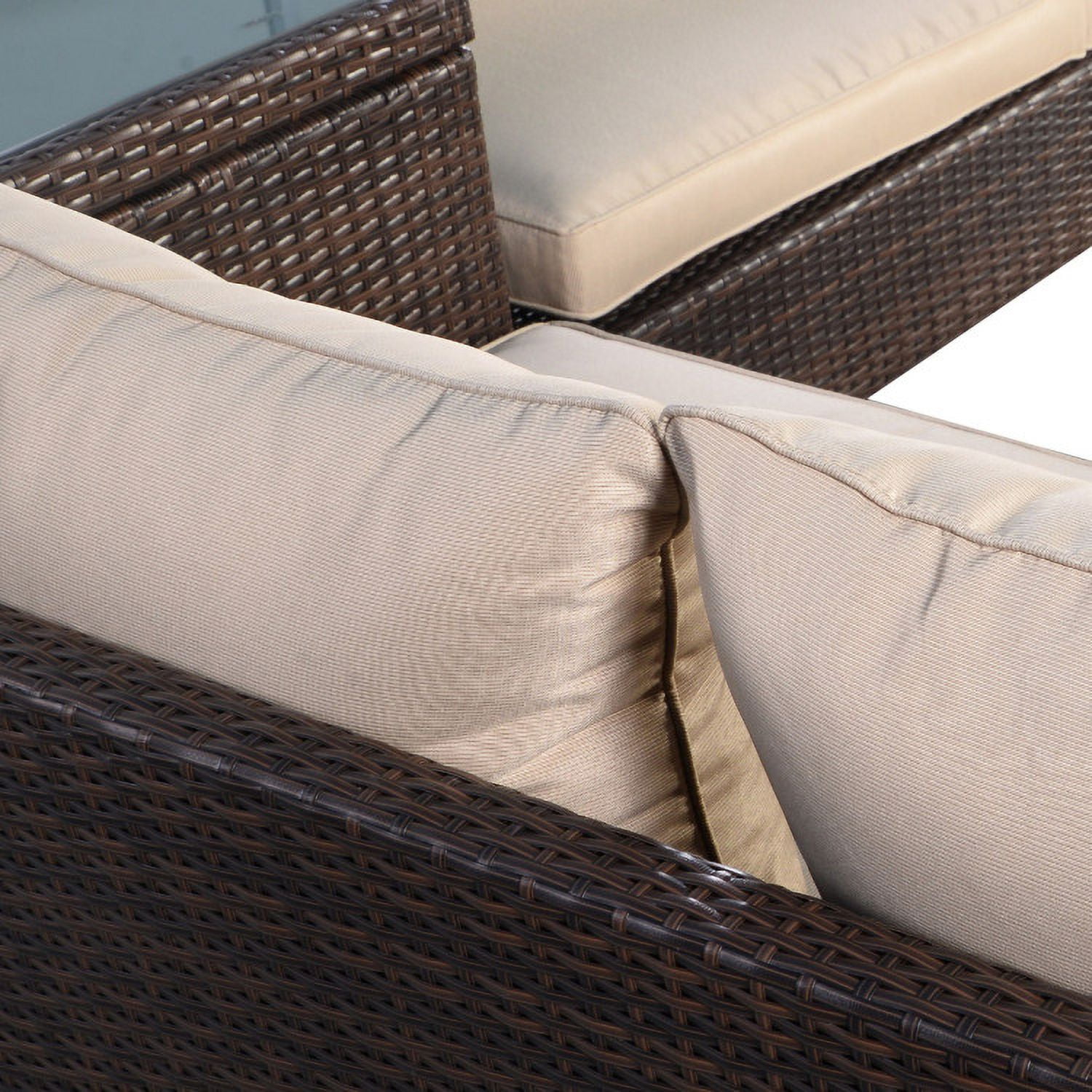 Aimee Lii 2 Pieces Patio Furniture Sofa Set with Cushions and Sofa Clips, Outdoor Deck Furniture, Brown