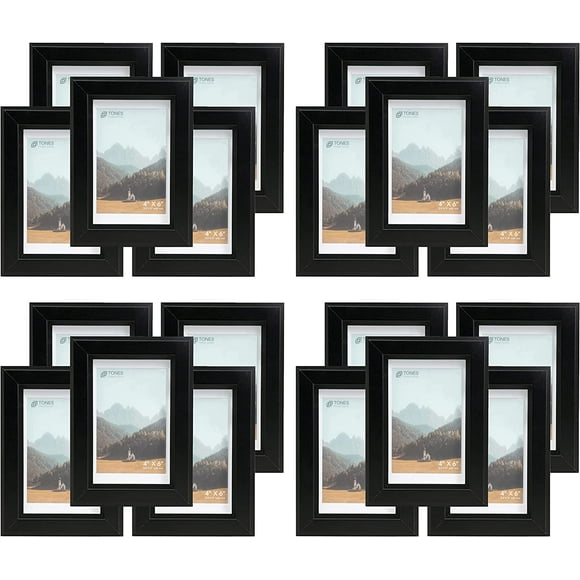 AmPm 16x20 Photo Picture Frame, Black Wood Frame, 2-Pack, with 12x16 Mat and Plexiglass (Black, 16 x 20 (Set of 2))