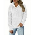 thumbnail image 2 of Tops de trabajo para Mujeres,Sudadera informal con capucha para mujer, blusa con cuello abotonado, top holgado de poliéster, abrigo cálido de manga larga para el hogar, sopatenor, 2 of 8