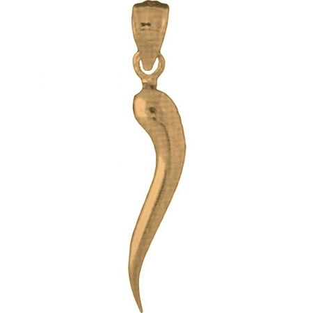 Yellow Gold-plated 925 Sterling Silver 32mm Solid Italian Horn Pendant (2.635 gram weight)