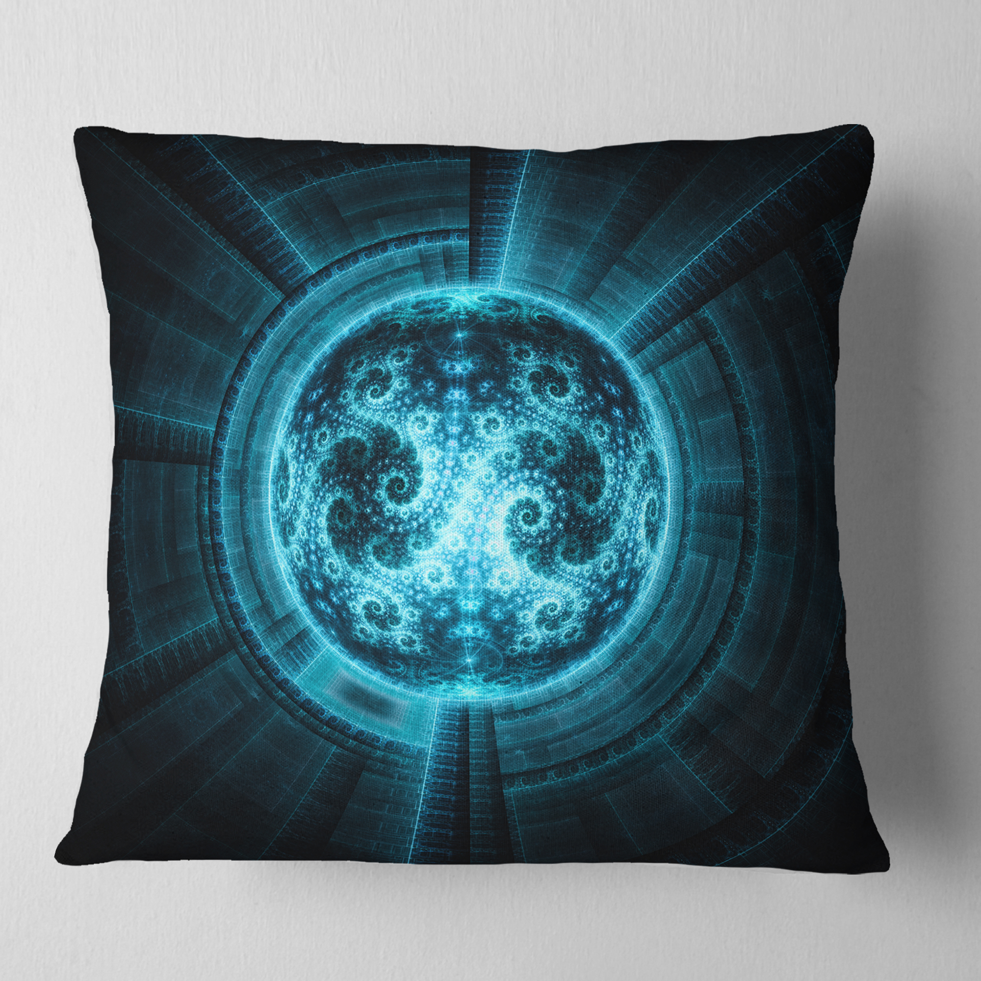 Designart 18" x 18" Blue Polyester Throw Pillow
