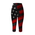 thumbnail image 3 of kpoplk USA Flag 4th of July Memorial Day Workout Capri Leggings for Women High Waist 4th of July Compression Tights Sport(Dark Gray,S), 3 of 4