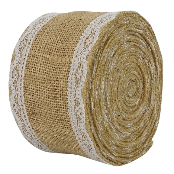 IBA Indianbeautifulart Burlap Ribbon For Diy Wedding Embellishments Gift Wrap Lace Wired Jute Trim Home Decor 10 Yard-2.5 Inches